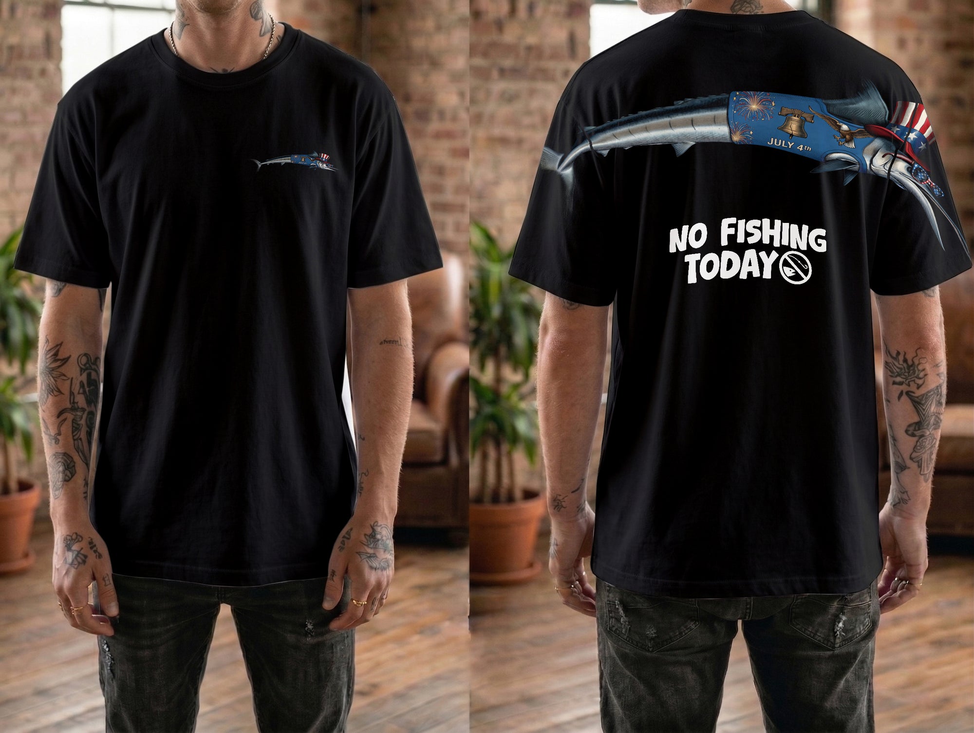 Patriotic No Fishing Today 4th of July America 250th Apparel T-Shirt-Sweatshirt-Hoodie