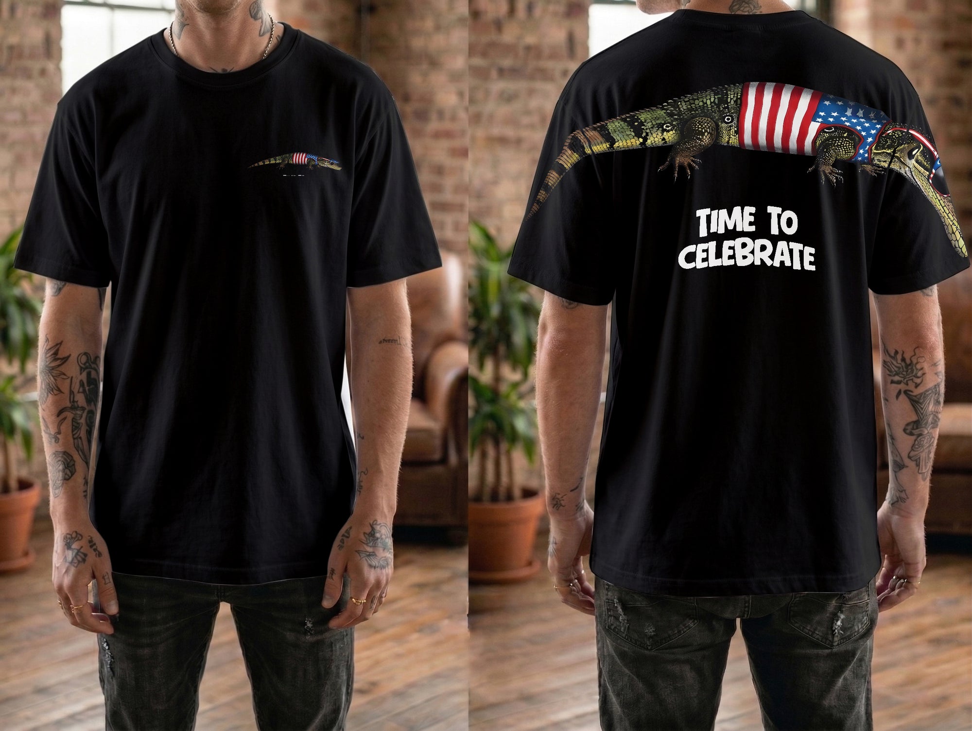 Patriotic Alligator Time To Celebrate 4th of July America 250th Apparel T-Shirt-Sweatshirt-Hoodie