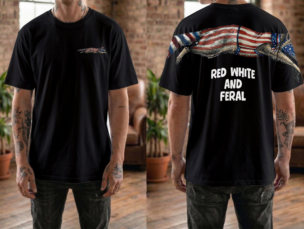 American Flag Raccoon Red White And Feral 4th of July 250th Apparel T-Shirt-Sweatshirt-Hoodie
