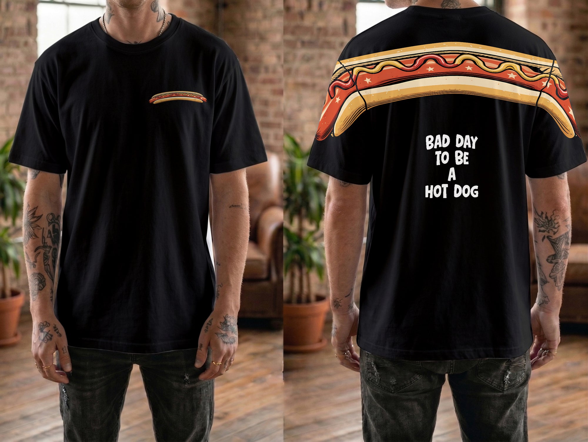 Patriotic Hotdog Bad Day To Be A Hotdog 4th of July Apparel T-Shirt-Sweatshirt-Hoodie