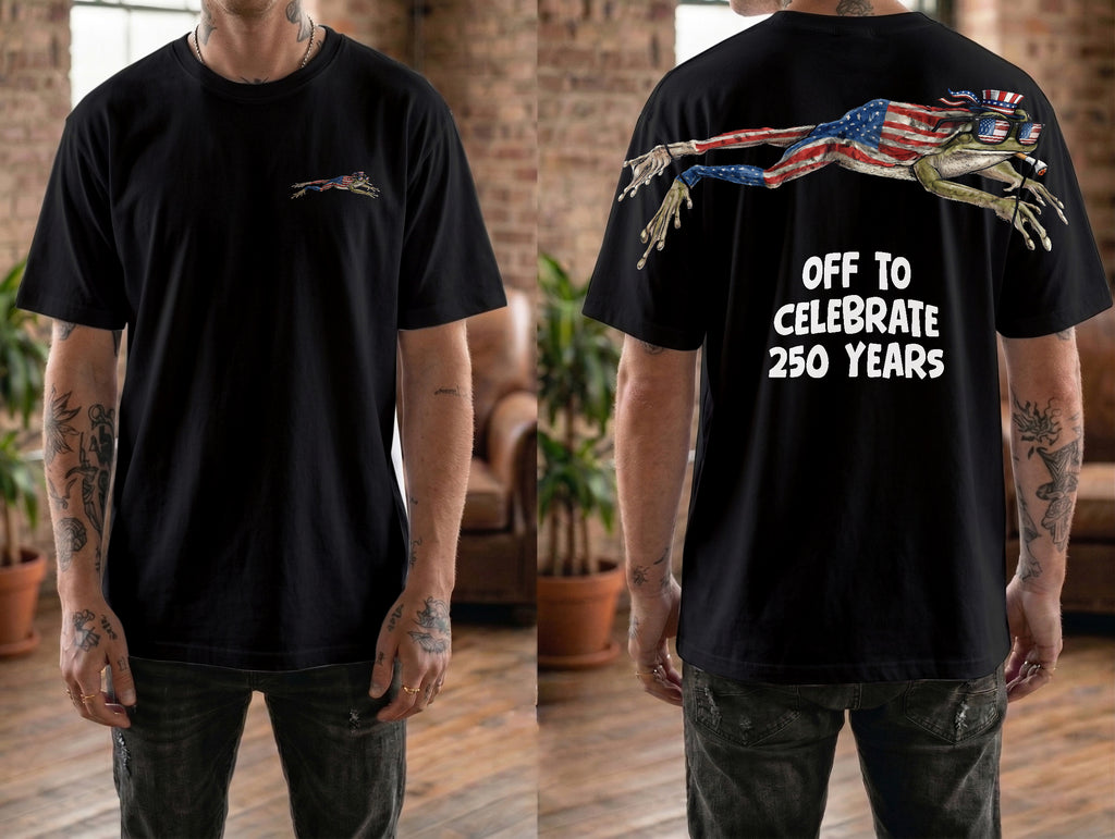 Funny American Flag Frog 4th of July 250th Apparel T-Shirt-Sweatshirt-Hoodie