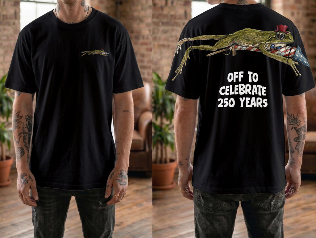 Patriotic Rocket Frog Off To Celebrate 250 Years 4th of July Apparel T-Shirt-Sweatshirt-Hoodie