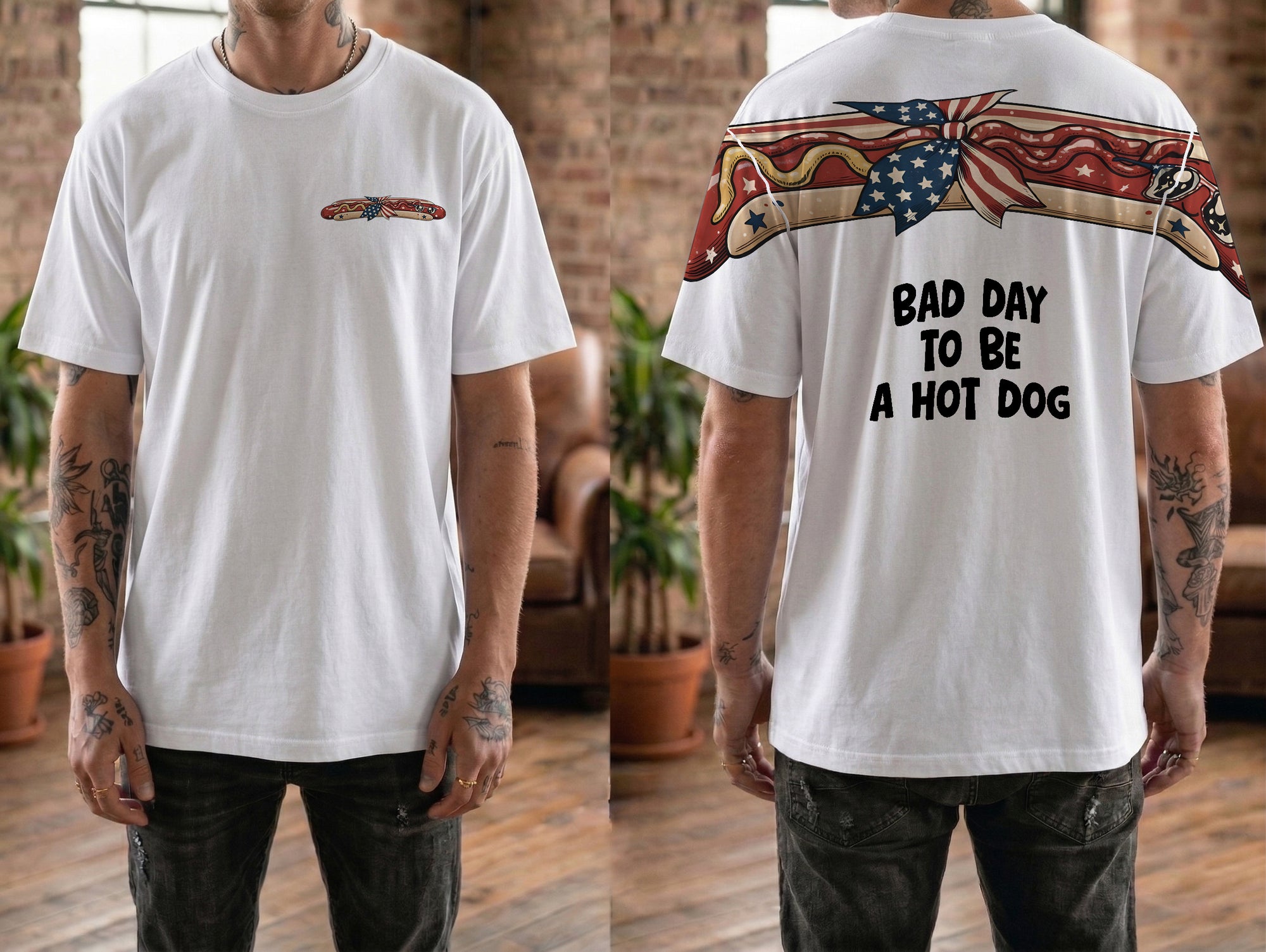 Patriotic America Independence Day Bad Day To Be A Hotdog 4th of July 250th Apparel T-Shirt-Sweatshirt-Hoodie