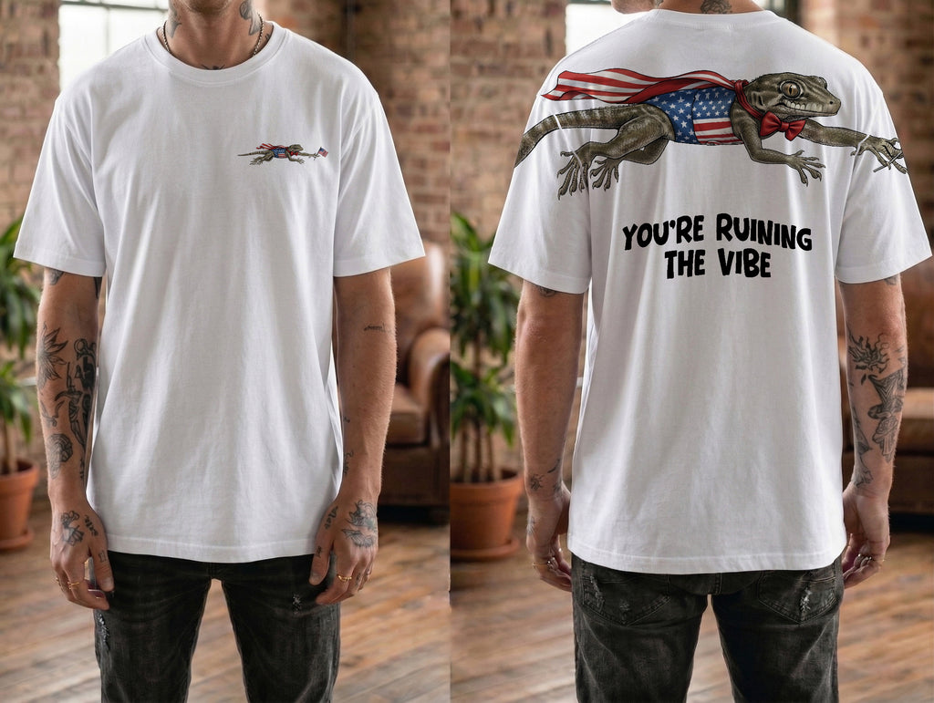 Funny USA Lizard You're Ruining The Vibe 4th of July 250th Apparel T-Shirt-Sweatshirt-Hoodie