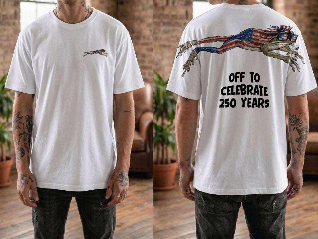 Funny American Flag Frog 4th of July 250th Apparel T-Shirt-Sweatshirt-Hoodie