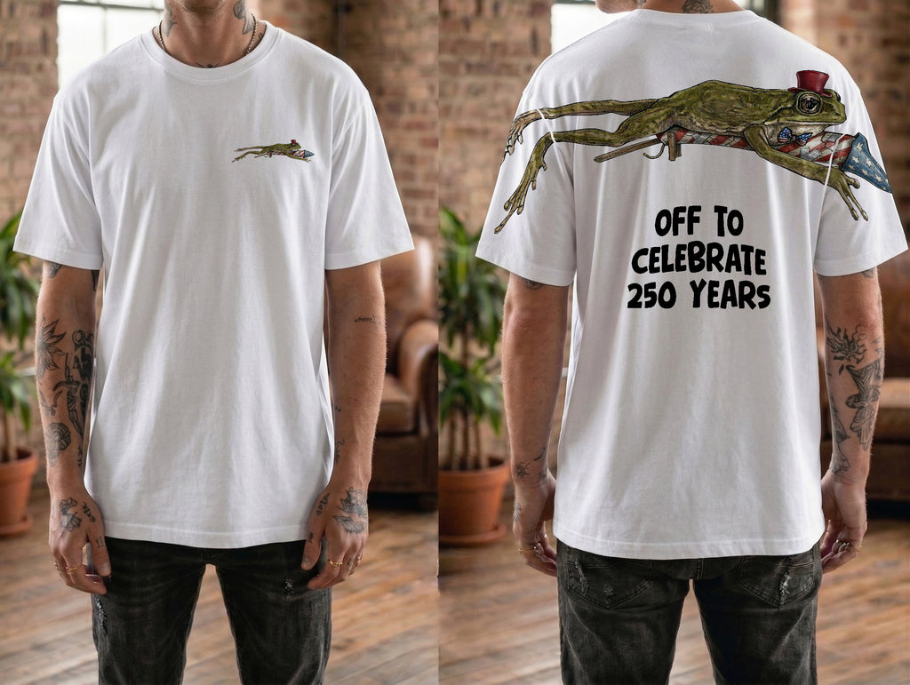 Patriotic Rocket Frog Off To Celebrate 250 Years 4th of July Apparel T-Shirt-Sweatshirt-Hoodie
