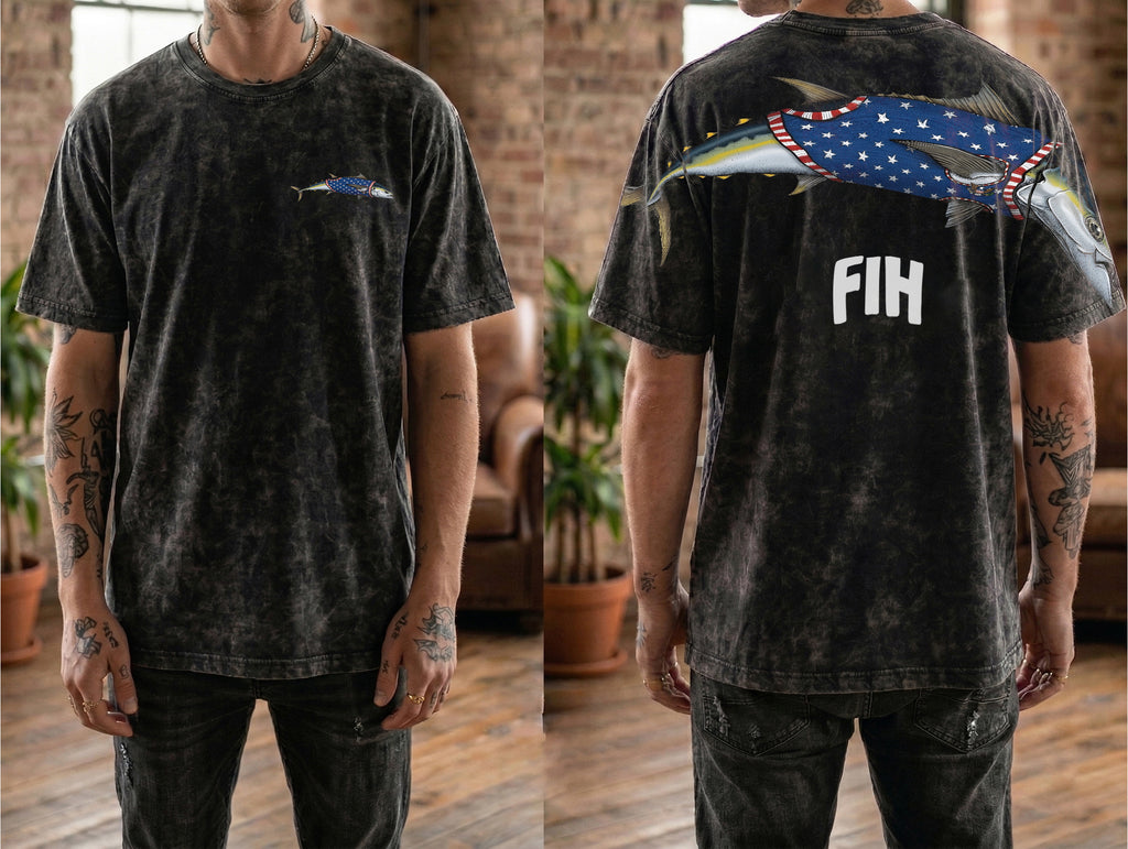 American Flag Fish FIH Patriotic 4th of July America 250th Apparel T-Shirt-Sweatshirt-Hoodie