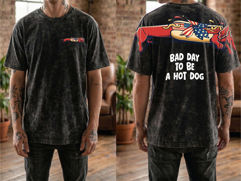 Patriotic Dachshund Bad Day To Be A Hotdog 4th of July America 250th Apparel T-Shirt-Sweatshirt-Hoodie