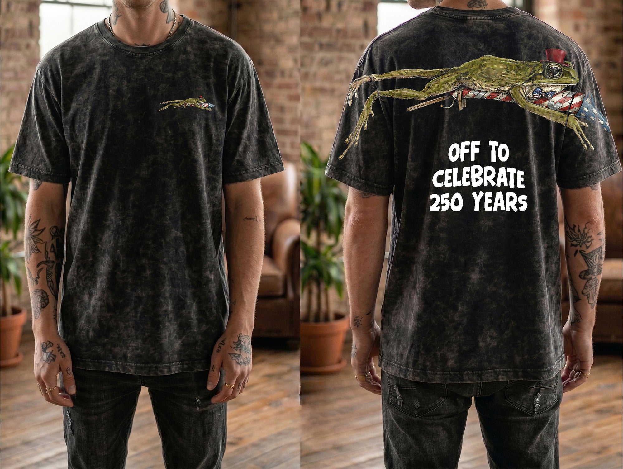 Patriotic Rocket Frog Off To Celebrate 250 Years 4th of July Apparel T-Shirt-Sweatshirt-Hoodie