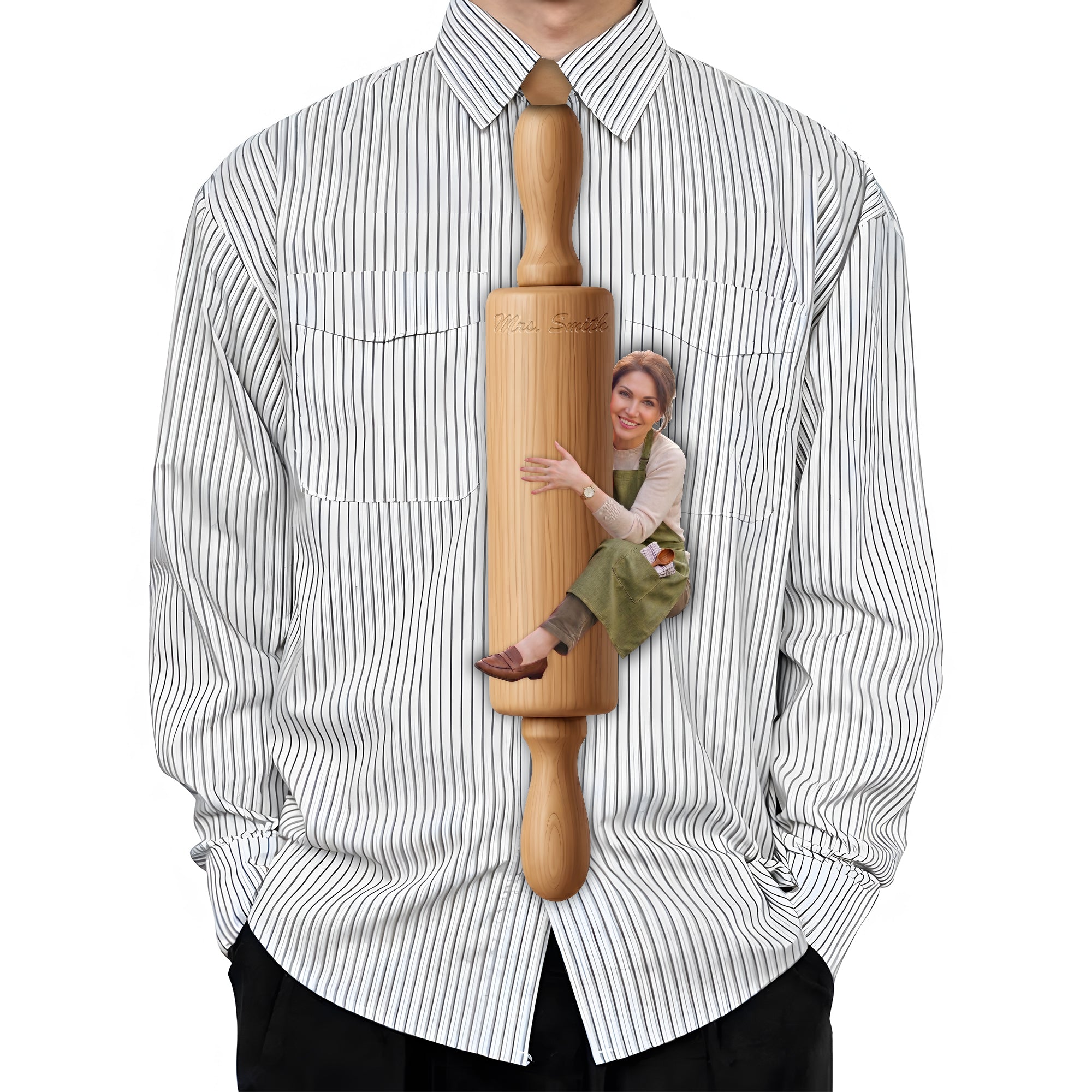 Custom Mom Face Tie Rolling Pin Tie, Funny Mother Day Gift Tie For Men