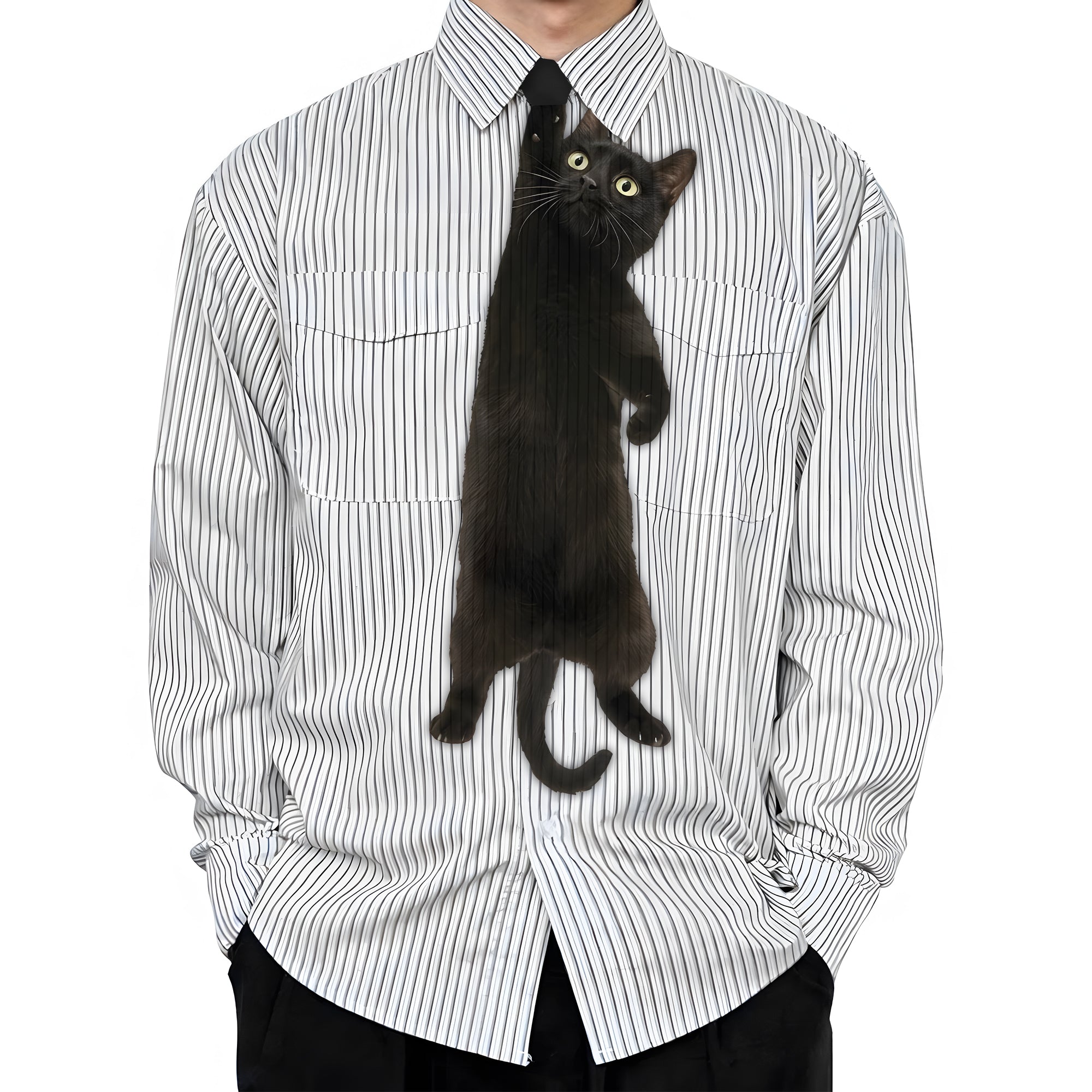 Dripvity Custom Black Cat Tie for Dad, Unique Black Cat Lover Accessory