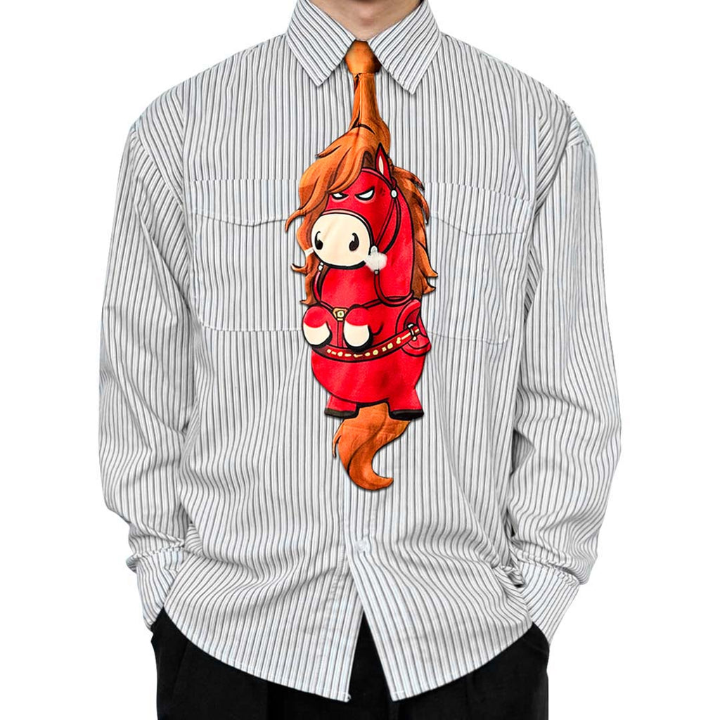 Basic Pet Tie – Red Meme Horse Silk Tie, Novelty Animal Tie, Unique Graphic Pattern
