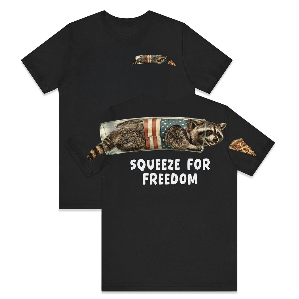 Squeeze For Freedom American Flag Raccoon 250th 4th of July Apparel T-Shirt-Sweatshirt-Hoodie