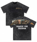 Squeeze For Freedom American Flag Raccoon 250th 4th of July Apparel T-Shirt-Sweatshirt-Hoodie