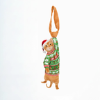 Novelty necktie featuring an orange cat wearing a festive Christmas sweater and Santa hat, a fun holiday fashion accessory.