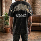 Raccoon ready to blast off 250 years graphic tee by Dripvity, unisex oversized black t-shirt with patriotic raccoon and fireworks design