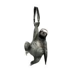 Novelty necktie featuring a realistic hanging sloth design, a fun and unique fashion accessory.