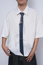 Classic solid navy blue slim necktie for a minimalist and formal look.