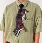 Novelty necktie featuring a realistic squirrel design, a fun and creative fashion accessory.