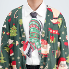 "Novelty Christmas tie featuring a cute squirrel wearing a Santa hat and holiday sweater, fun animal-themed accessory."