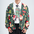 "Novelty Christmas tie featuring a cute squirrel wearing a Santa hat and holiday sweater, fun animal-themed accessory."