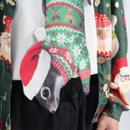 Novelty Christmas tie featuring a cute squirrel wearing a Santa hat and holiday sweater, fun animal-themed accessory.