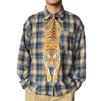 Novelty necktie featuring a realistic hanging tiger design, a bold and unique fashion accessory.1