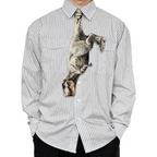 Novelty necktie featuring a realistic illustration of a Tyrannosaurus Rex, a bold and iconic fashion statement for dinosaur lovers and enthusiasts of prehistoric predators.