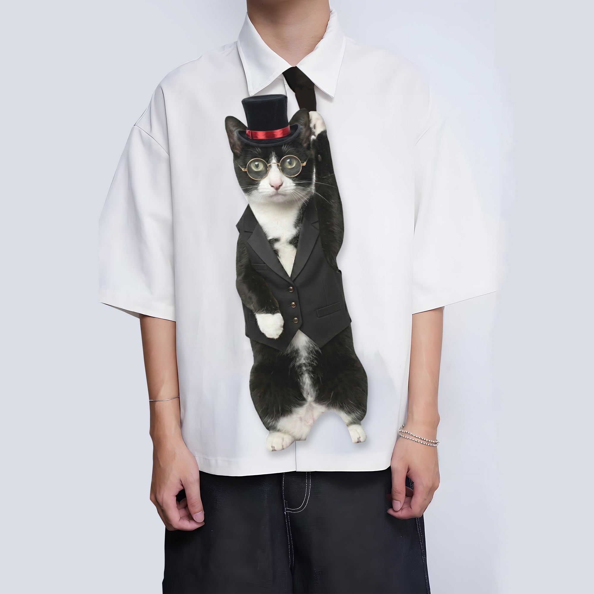 Dripvity Magician Cat Tie, Magic Show Cat Tie, Unique Illusionist Cat Necktie